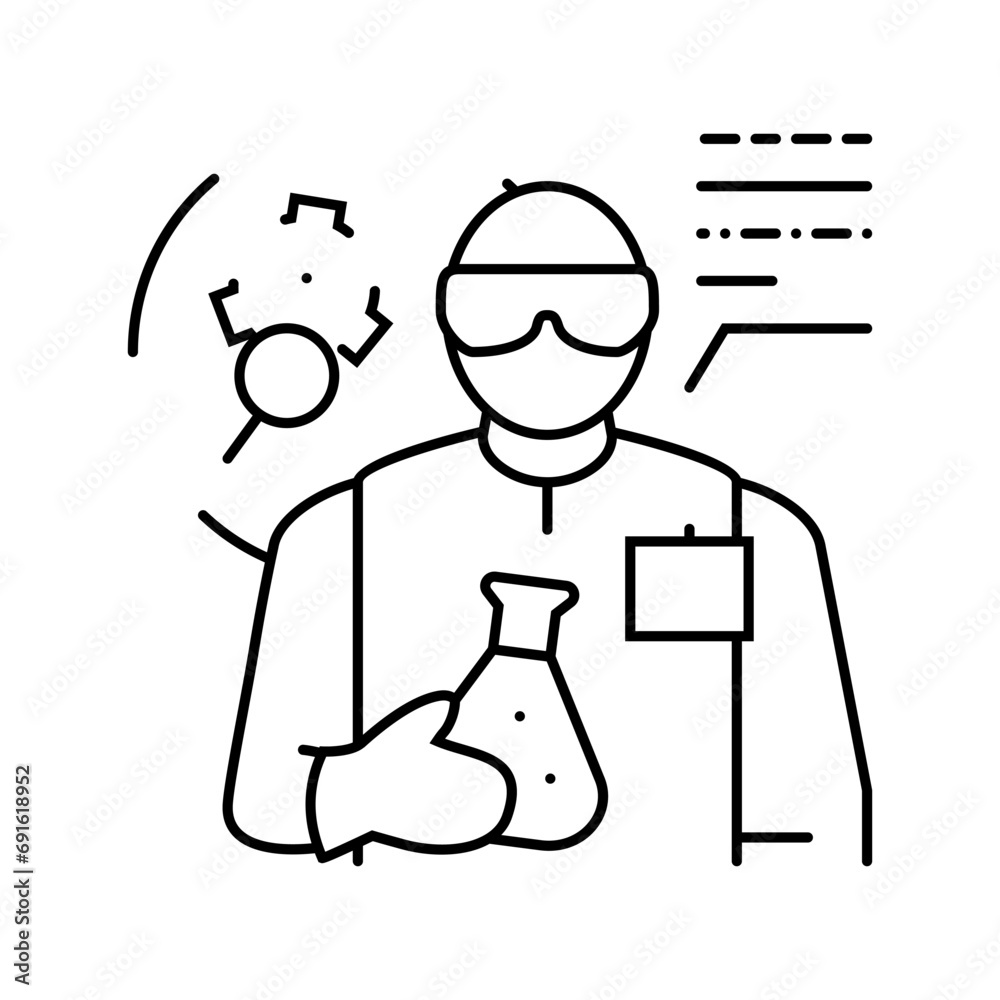 investigator scientist worker line icon vector. investigator scientist worker sign. isolated contour symbol black illustration