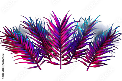 Obraz na płótnie coconut branch tree botany blue black beautiful background art abstract 90s 80s threedimensional 3d render neon palm leaves black Banner design Retrowave synthwave vaporwave illustration w salonie