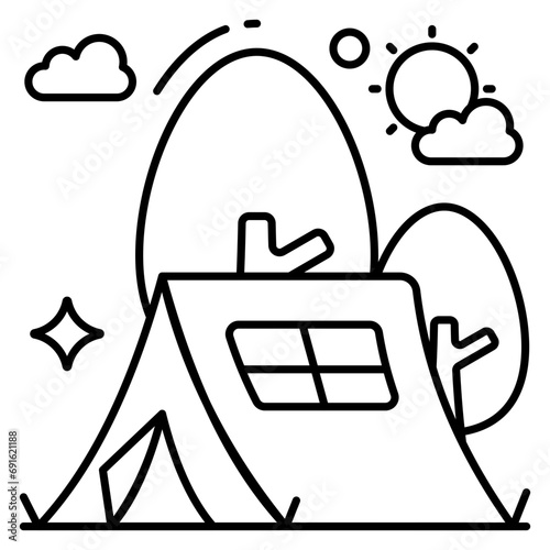 A flat design icon of camp