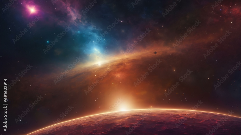 Fantasy image of a beautiful galaxy in the space full of colors and unique designs