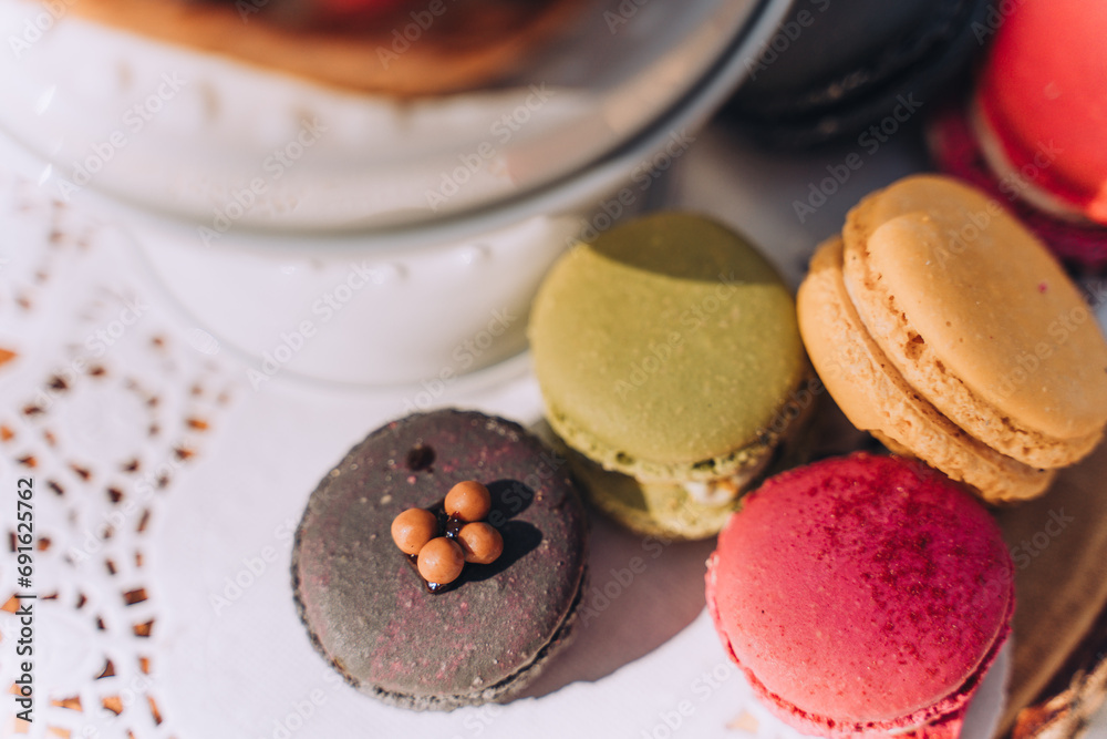 Closeup of Assorted Gourmet Macaroon Dessert Closeup of Assorted Gourmet Macaroon Dessert