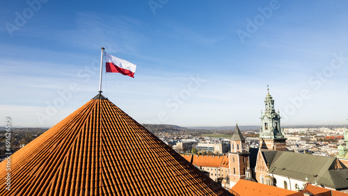 Flaga Polski - obchody Święta Niepodległości - symbol biało czerwony photo