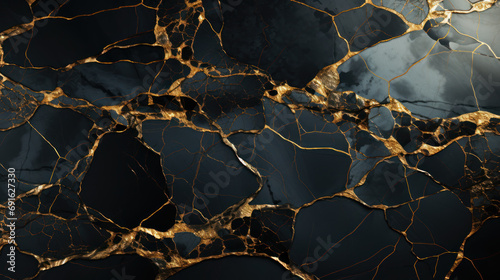 Pattern with a seamless texture of polished dark marble, interspersed with gold veins