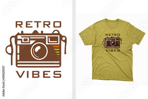 t-shirt design with an old fashioned camera artwork which gives a nostalgic feeling
