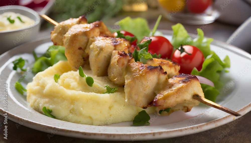 Chicken skewer close up Chicken skewer close up