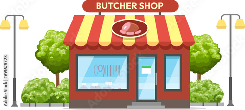 Colored butcher shop