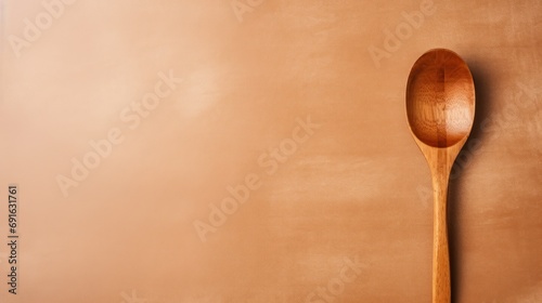  a wooden spoon sitting on top of a brown wall next to a wall with a brown wall behind it and a wooden spoon on the side of a brown wall.