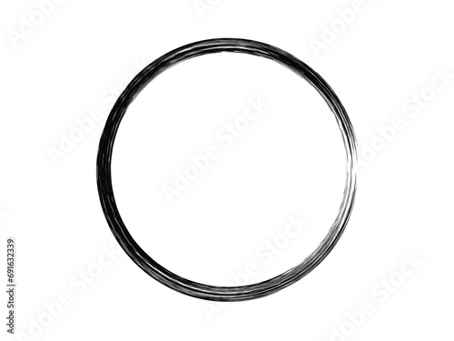 Grunge circle made with artistic brush.Grunge oval shape made for marking.
