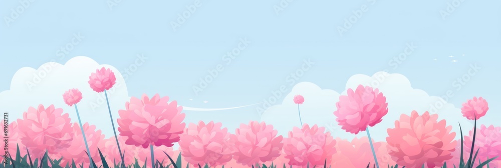 Beautiful Animated Dahlia Flower Background with Empty Copy Space for Text - Flowers Dahlias Nature Backdrop - Flat Vector Flower Graphic Illustration Wallpaper created with Generative AI Technology - obrazy, fototapety, plakaty 
