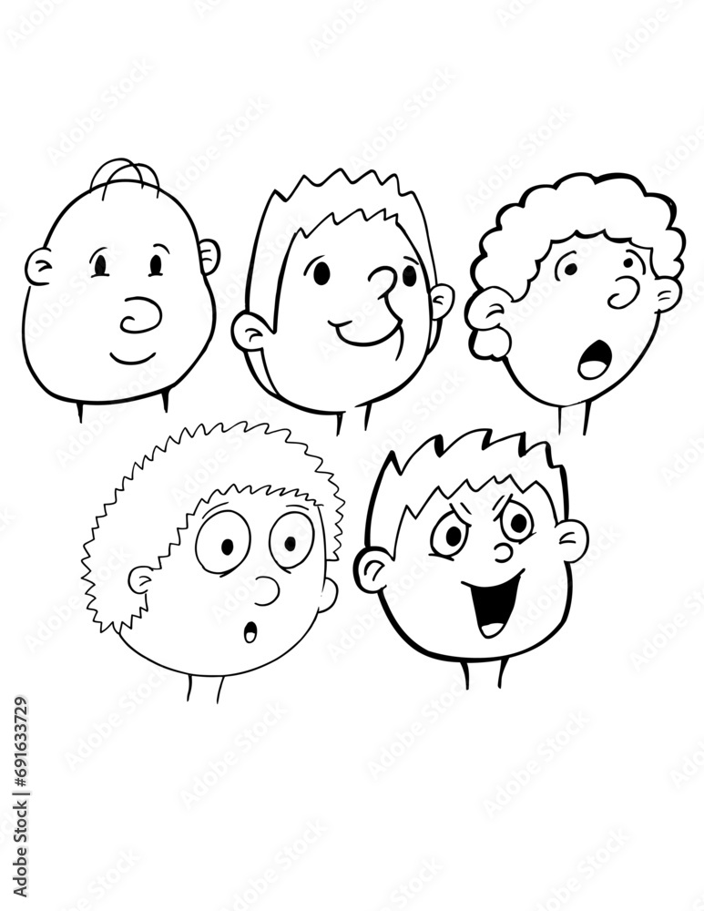 Cartoon Heads and Faces Vector Illustration Art Set Cartoon Heads and Faces Vector Illustration Art Set