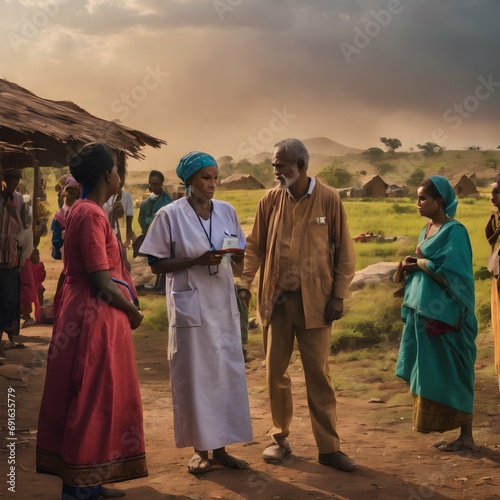 Rural healthcare A doctor providing medical care to people in remote areas, reaching out to underserved communities and making a positive impact on their lives