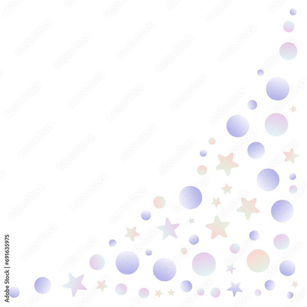 Stars and circles corner particles. Vector illustration.