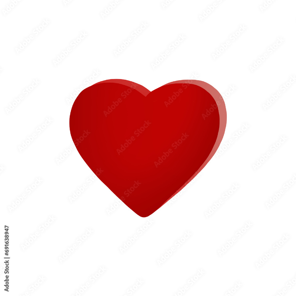 Red volumetric heart on a white background