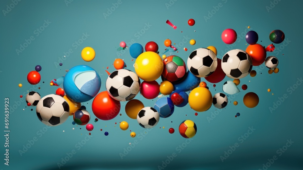 a bunch of balls flying in the air with a lot of them in front of a ...