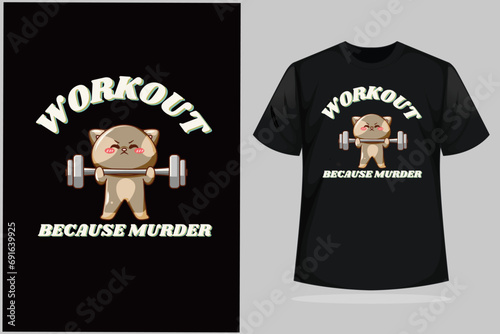 Vector illustration of cute sleeping grey cat with body building