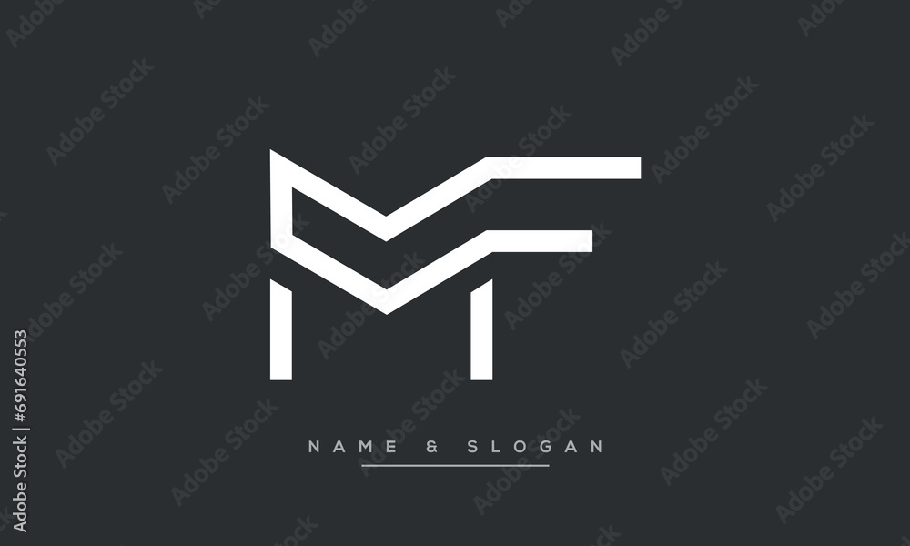 MF or FM Alphabet letters logo monogram MF or FM Alphabet letters logo monogram