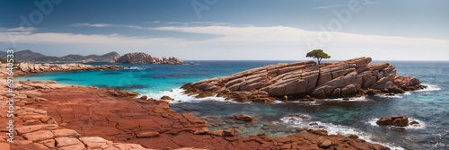 Lone Tree Amidst Stunning Rocky Red Granite Landscape in East Coast Sardinia