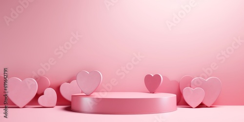 Pink hearts on a pink background. Background for layout. Valentine's Day © Natalja