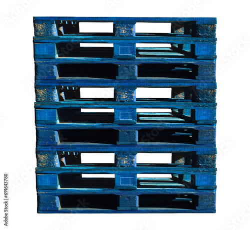 Sturdy wooden pine blue pallet used in transportation and storage, euro pallet, epal pallet photo