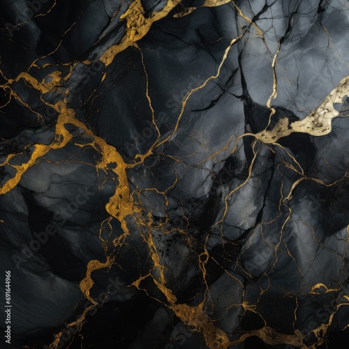 Dark grey marble texture with gold veins