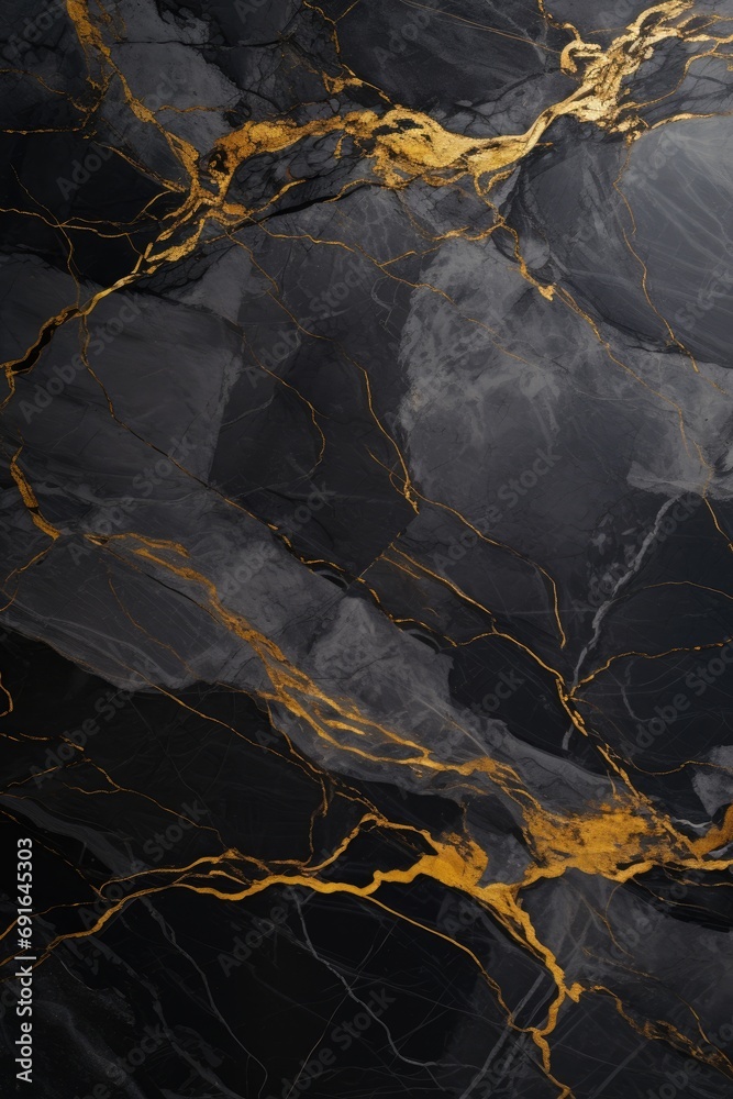 Fototapeta premium Dark grey marble texture with gold veins