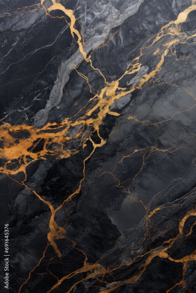 Dark grey marble texture with gold veins Dark grey marble texture with gold veins