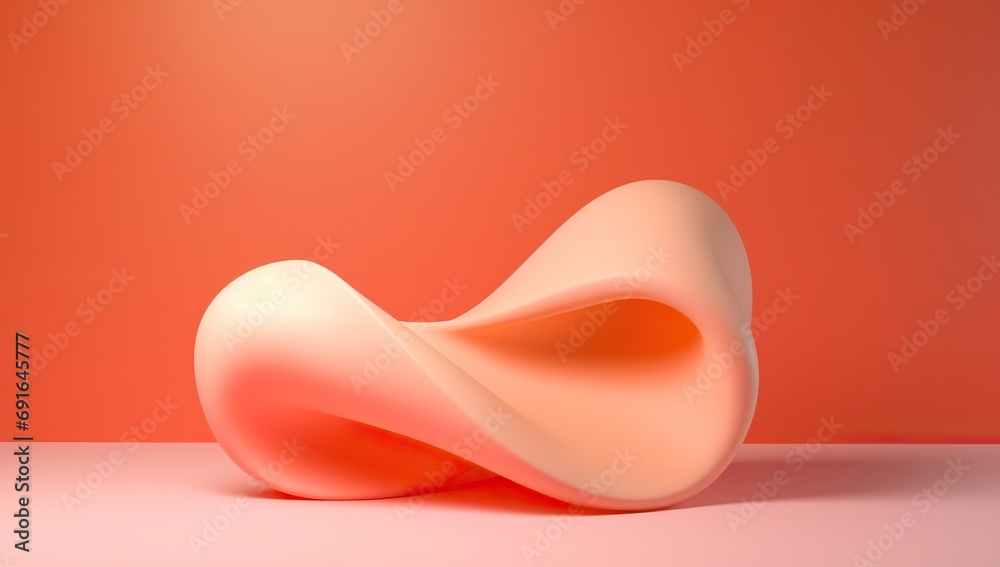An abstract infinity-shaped object in pastel peach fuzz tones on a peach fuzz background, creating a sense of softness and smoothness. An abstract infinity-shaped object in pastel peach fuzz tones on a peach fuzz background, creating a sense of softness and smoothness.