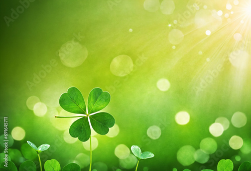 shiny green graphic of clover with sparkle - st patricks day banner