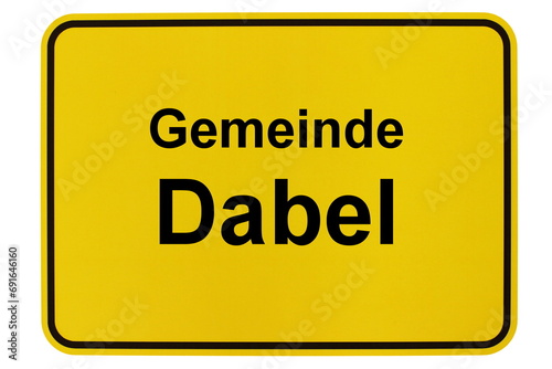 Illustration eines Ortsschildes der Gemeinde Dabel in Mecklenburg-Vorpommern