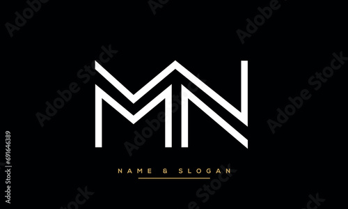 MN or NM Alphabet letters icon logo