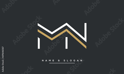 MN or NM Alphabet letters icon logo