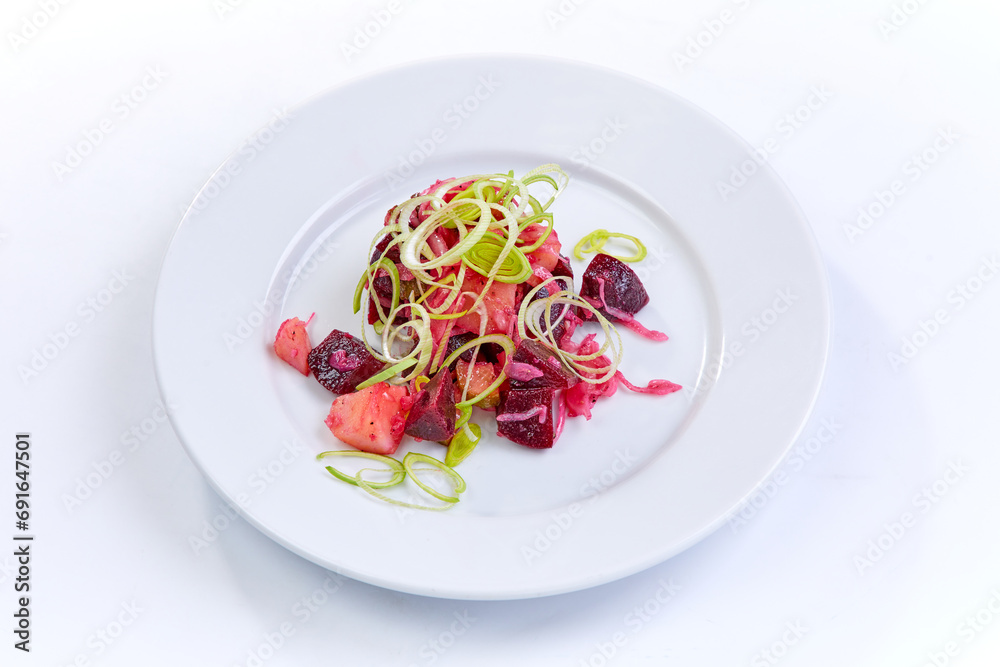 beetroot salad on the white