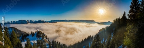 Bergpanorama, Nebelmeer vom Laber, Alpen photo