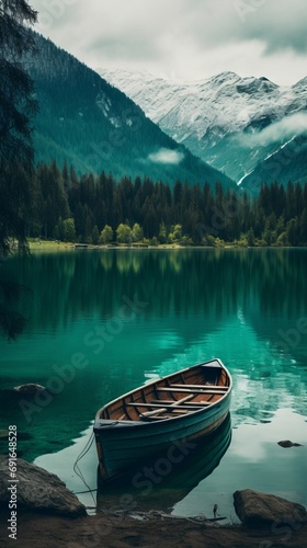 Boat on the Rustic Lake - Wallpaper