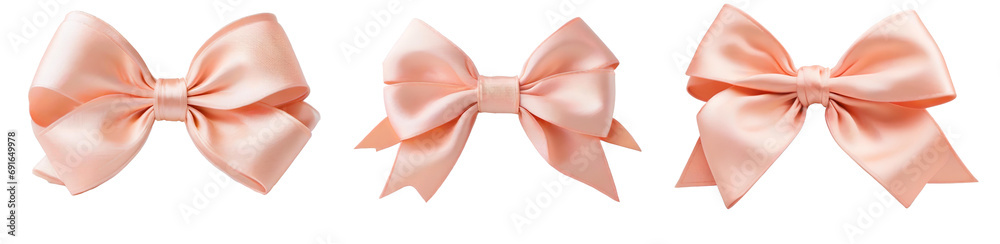 Set of satin bow in trendy peach fuzz colors