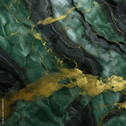 Green marble texture with gold veins © BrandwayArt