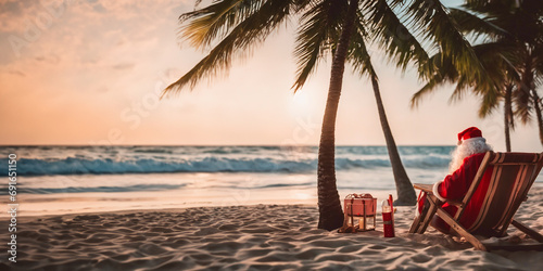 Santa claus on a beach christmas summer vacation