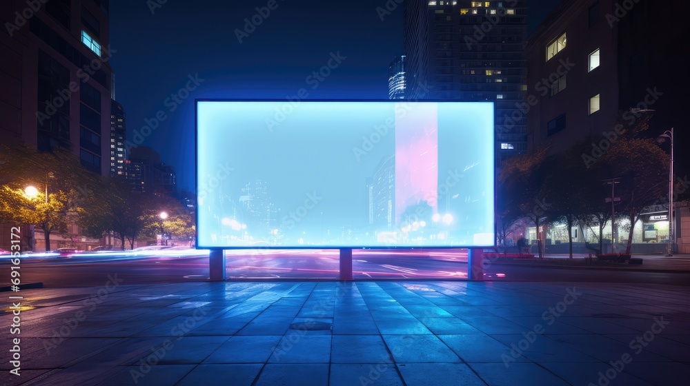 Billboard on the street at night