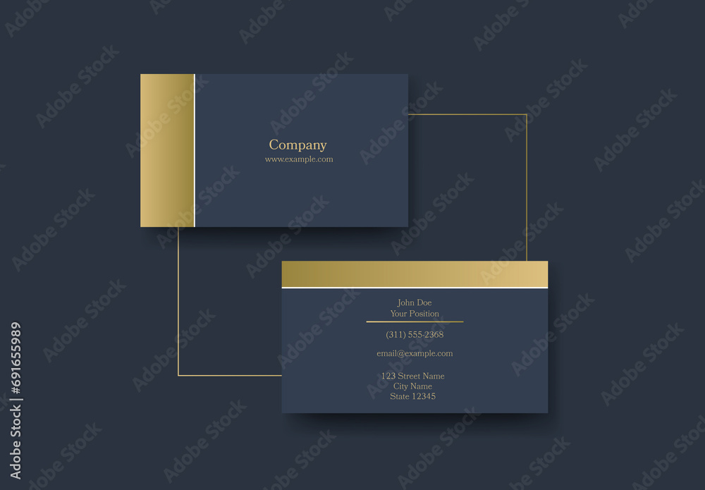 Navy Blue Gold Plated Business Card Template Stock Template | Adobe Stock