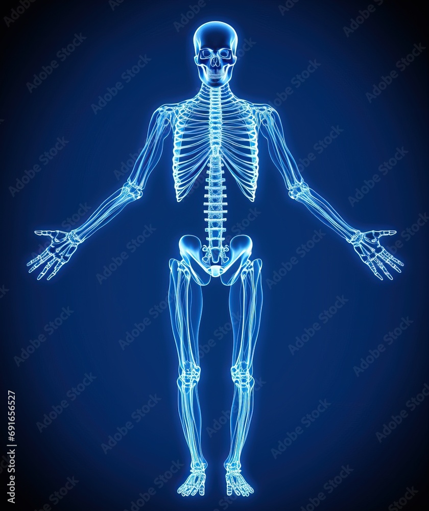 3d rendered medical illustration - x-ray style skeleton