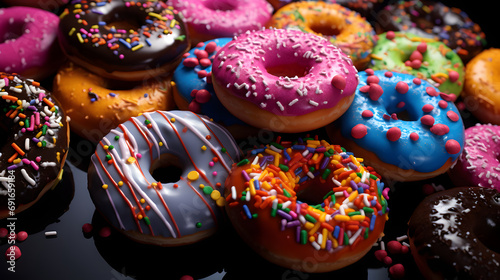 Assorted Glazed Donuts with Colorful Sprinkles