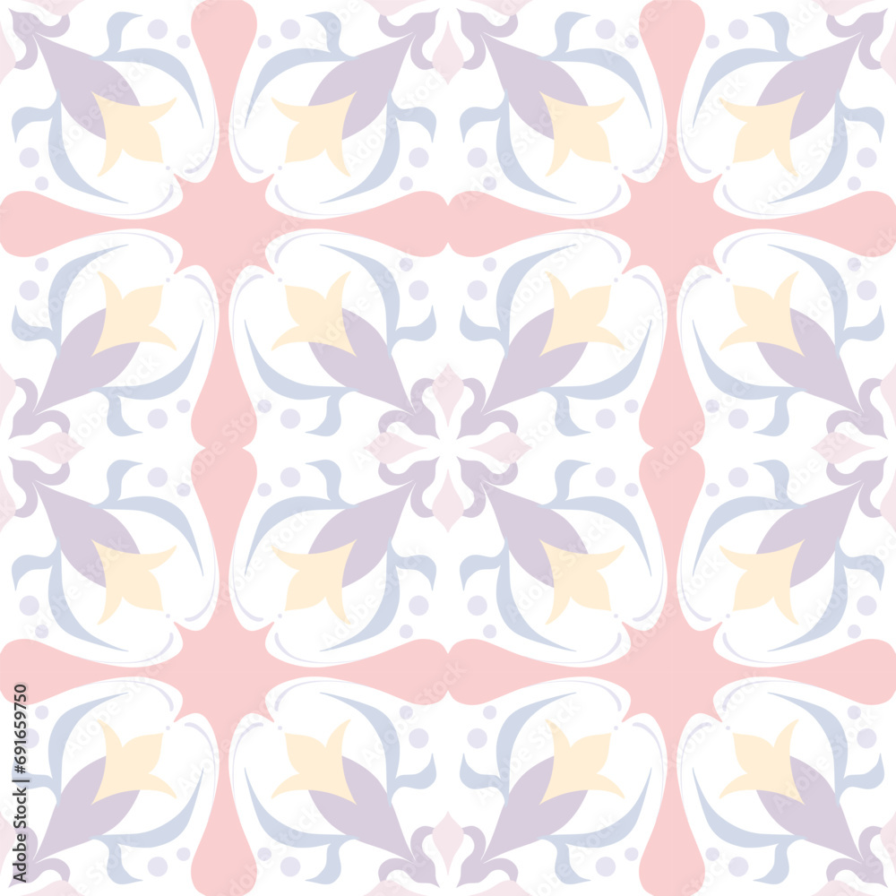 mosaic Soft pink color seamles pattern. Moroccan vintage ornament as backgrounds, for fabric, wallpaper, textile, websites, home decor (pillows, towels, napkins), tableware  