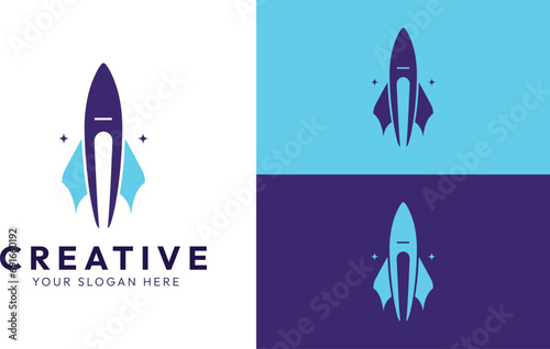 Creative Rocket minimal logo, creative agency logo, rocket illustration,