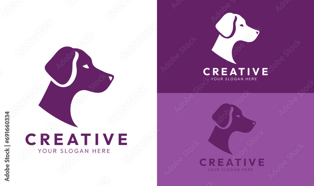 Dog head logo, dog silhouette, dog head illustration, dog minimal logo 