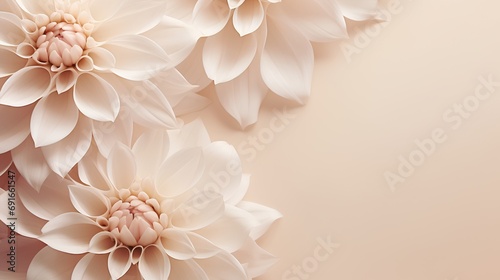 An artistic abstract background featuring stylized floral elements in a  beige color scheme, embodying minimalist design with ample negative space for adding text. photo