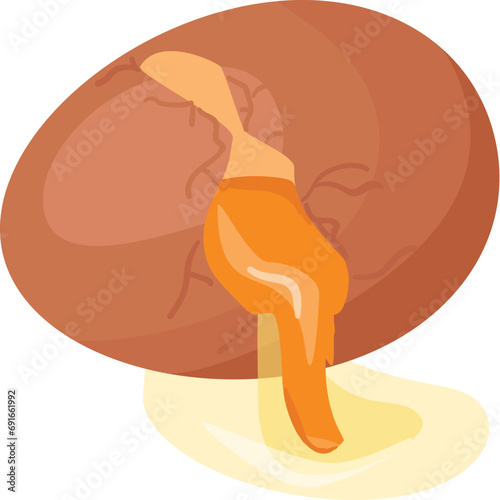 Fresh yolk egg icon cartoon vector. Broken eggshell. Omelet half hen