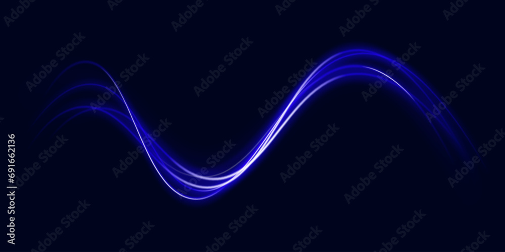 Blue light trail, wave speed, trace line twirl. Abstract light lines of movement and speed with white color glitters. Blue light trail, wave speed, trace line twirl. Abstract light lines of movement and speed with white color glitters.