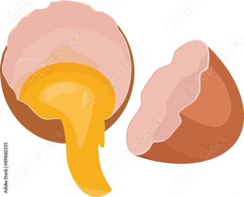 Eggshell broken icon cartoon vector. Duck food yolk. Farm ovum food