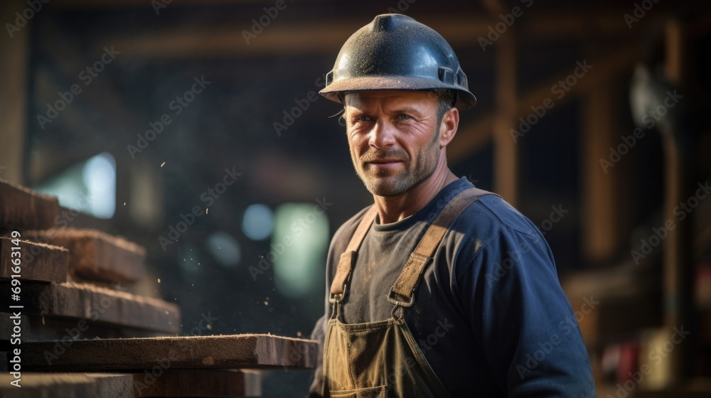 A sawmill worker A sawmill worker
