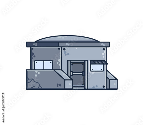 Military base. Army post. Protective building. Modern military camp. Flat cartoon isolated on white background
